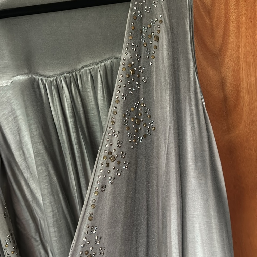 Voice of California. Gray ombré duster with stud accent on front. Size large - Picture 2 of 6